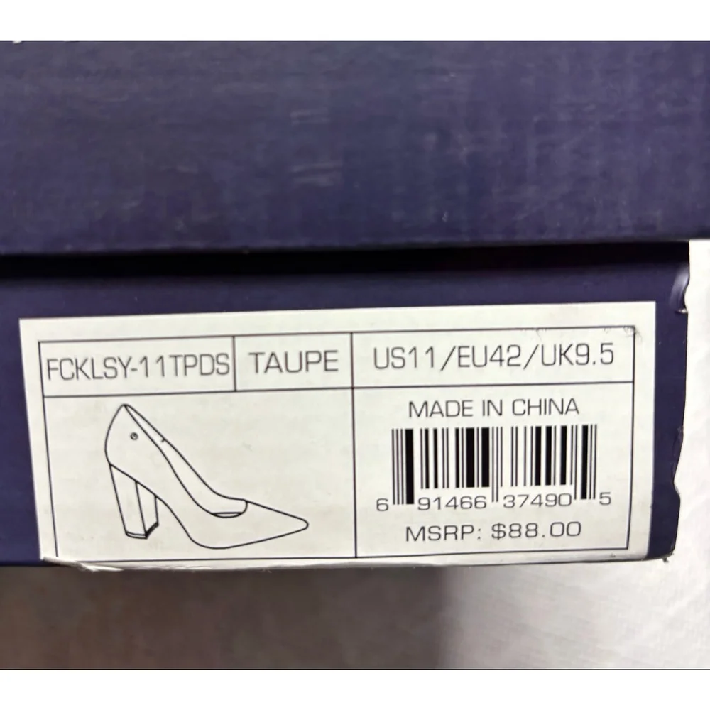NIB French Connection Kelsey Brown Faux Suede Block Heel Pointed Toe Pumps SZ 11